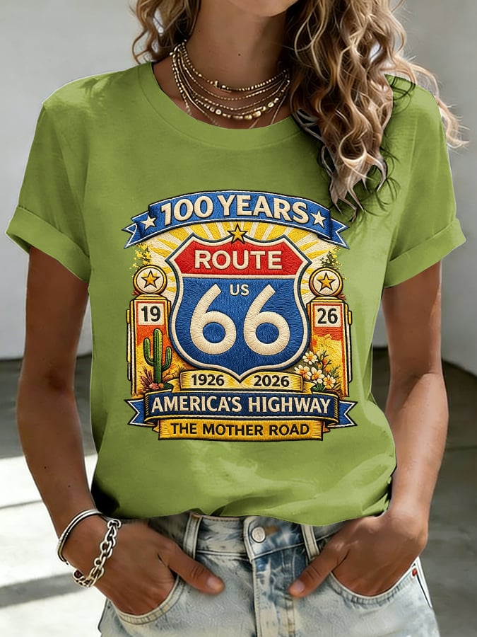 Women's Route 66 Centennial Print Casual T-shirt