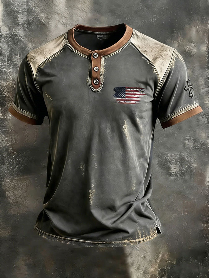 Men's Independence Day Henry collar shirt