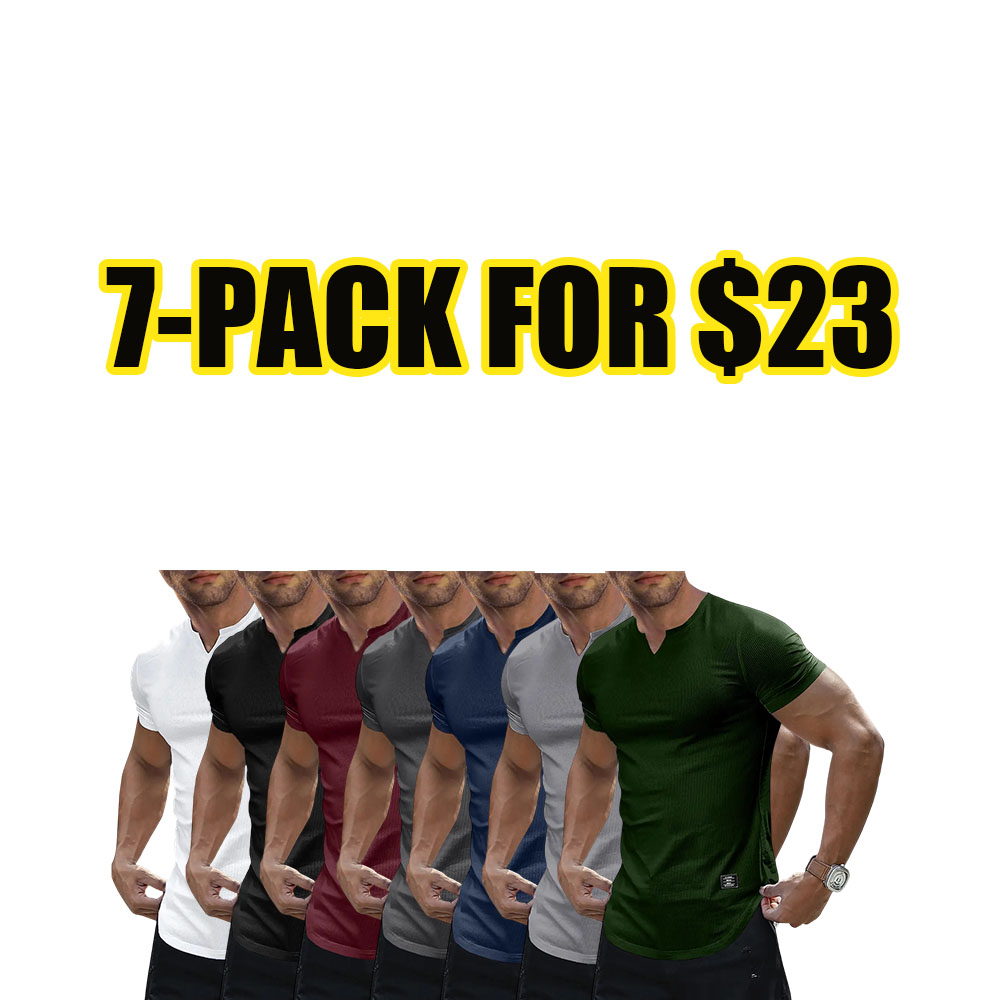 Men’s Muscle Fit V-Neck Longline Gym T-Shirt – Slim Athletic Workout Tee (XS–5XL)