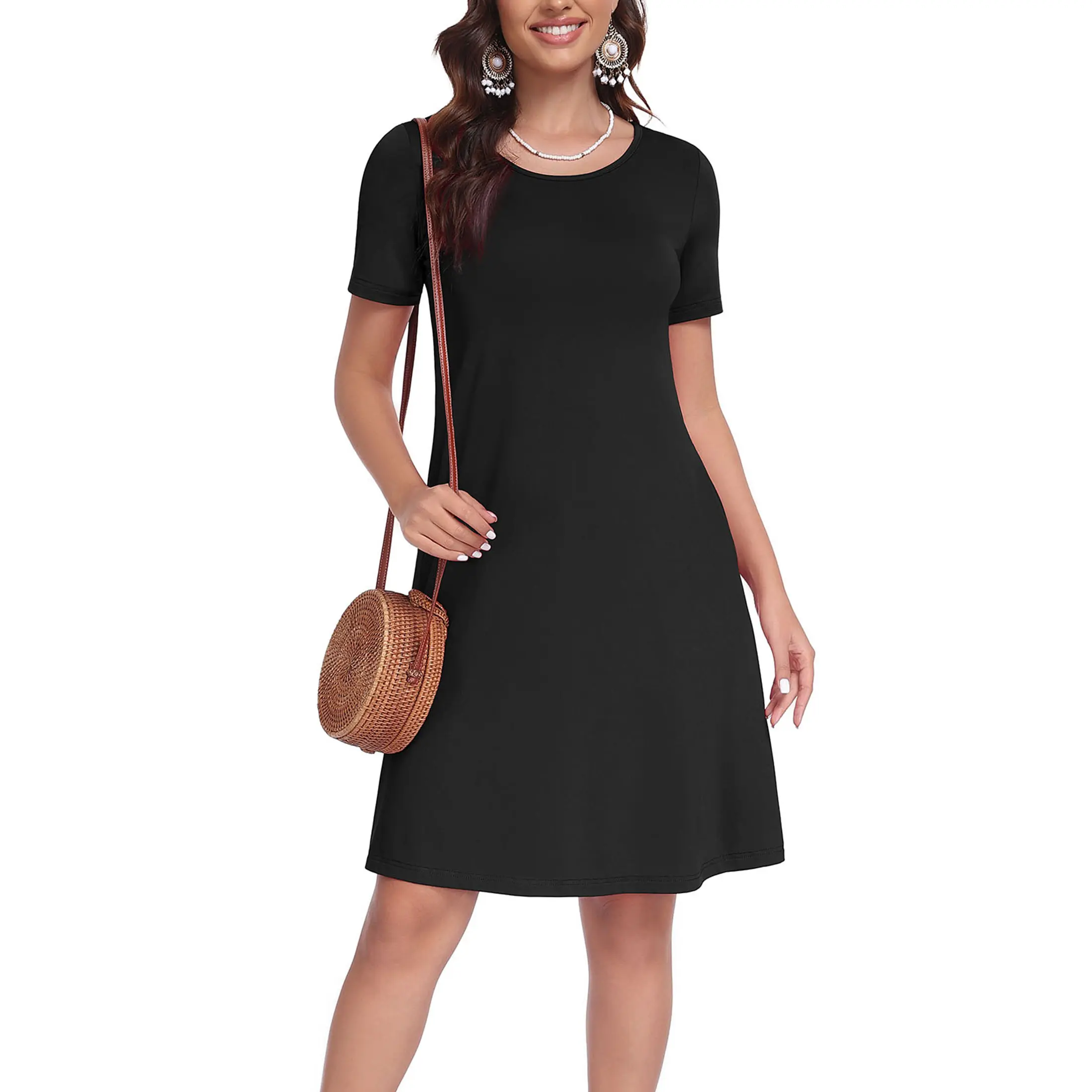 Women’s Floral Midi Dress with Pockets – Casual Summer Travel Style