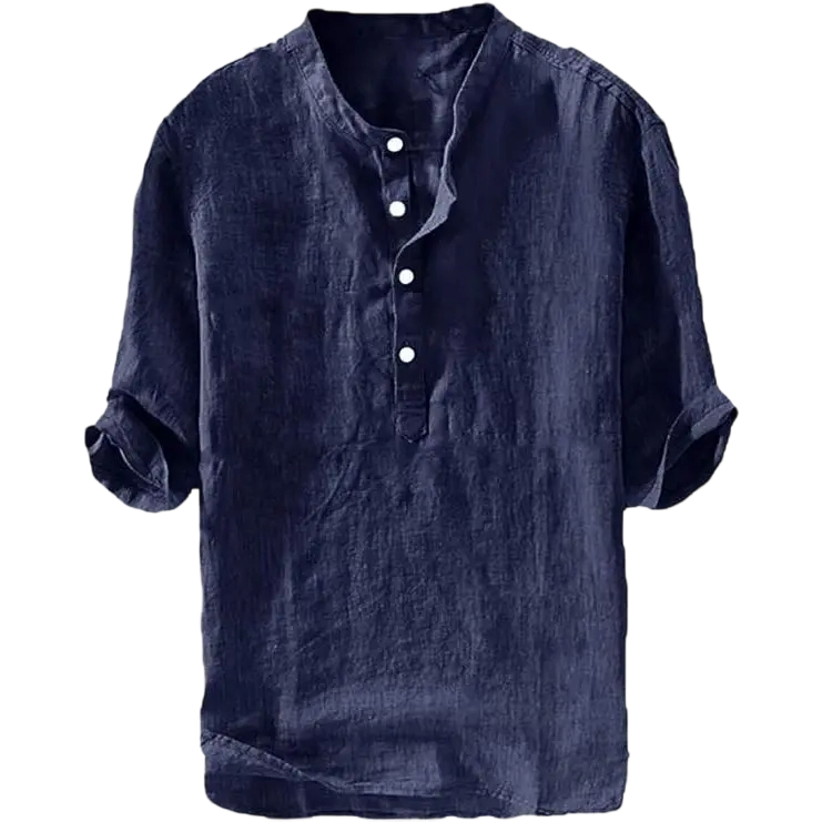 Mens 70% Cotton, 30% Linen Shirts Casual Cotton 3/4 Sleeve