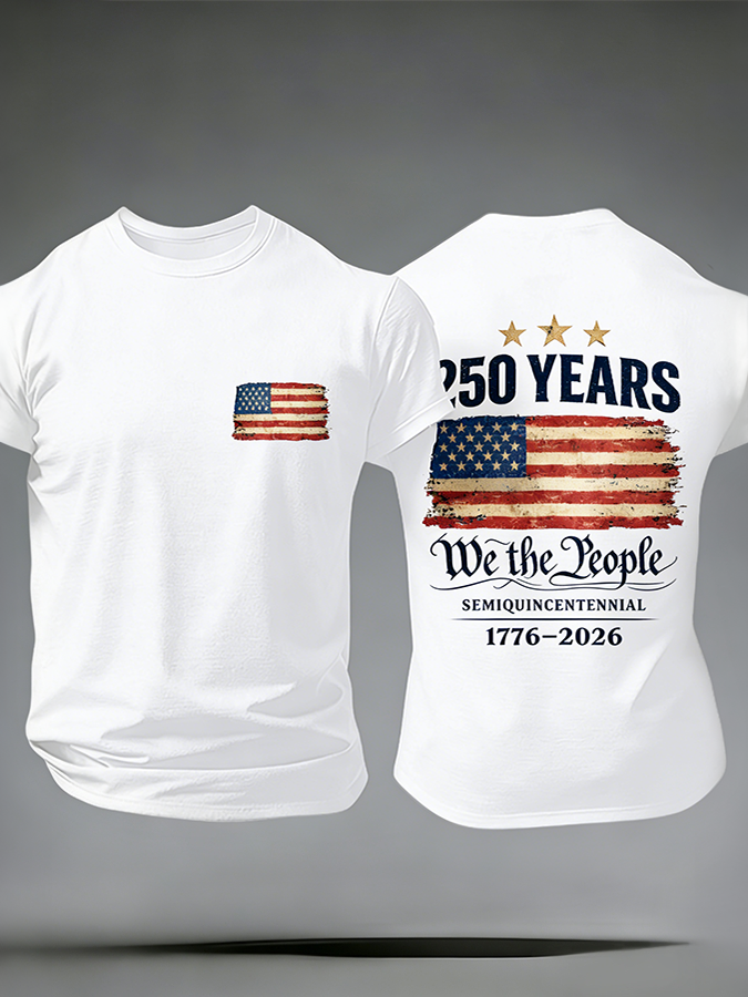 Men'S Casual American Founding Celebration Personalized Printed Round Neck T-Shirt