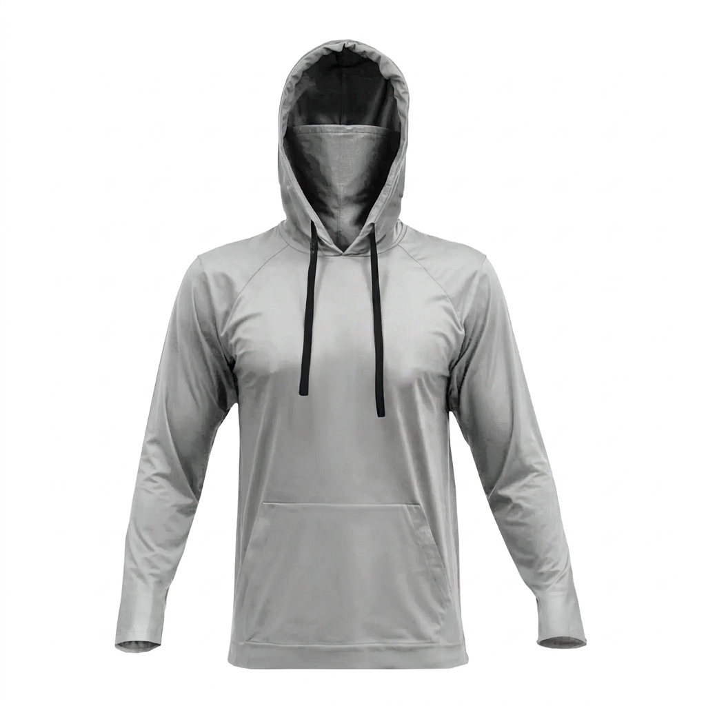🔥Men's UPF 50 Hooded Long Sleeve Outdoor Shirt with Gaiter Lightweight Moisture Wicking Fishing & Construction Work Wear