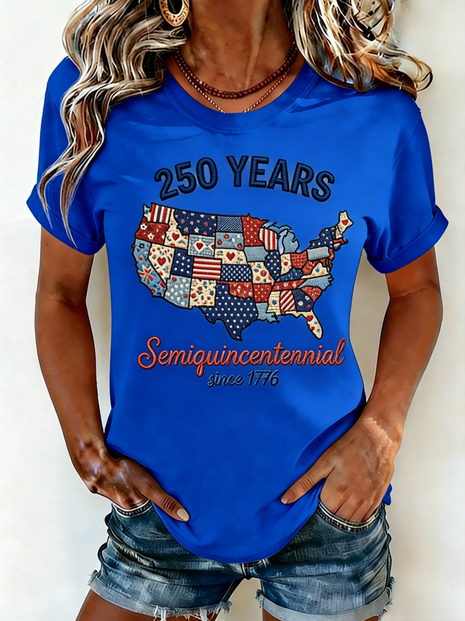 Women's 250 YEARS Semiquincentennial Patchwork USA T-Shirt