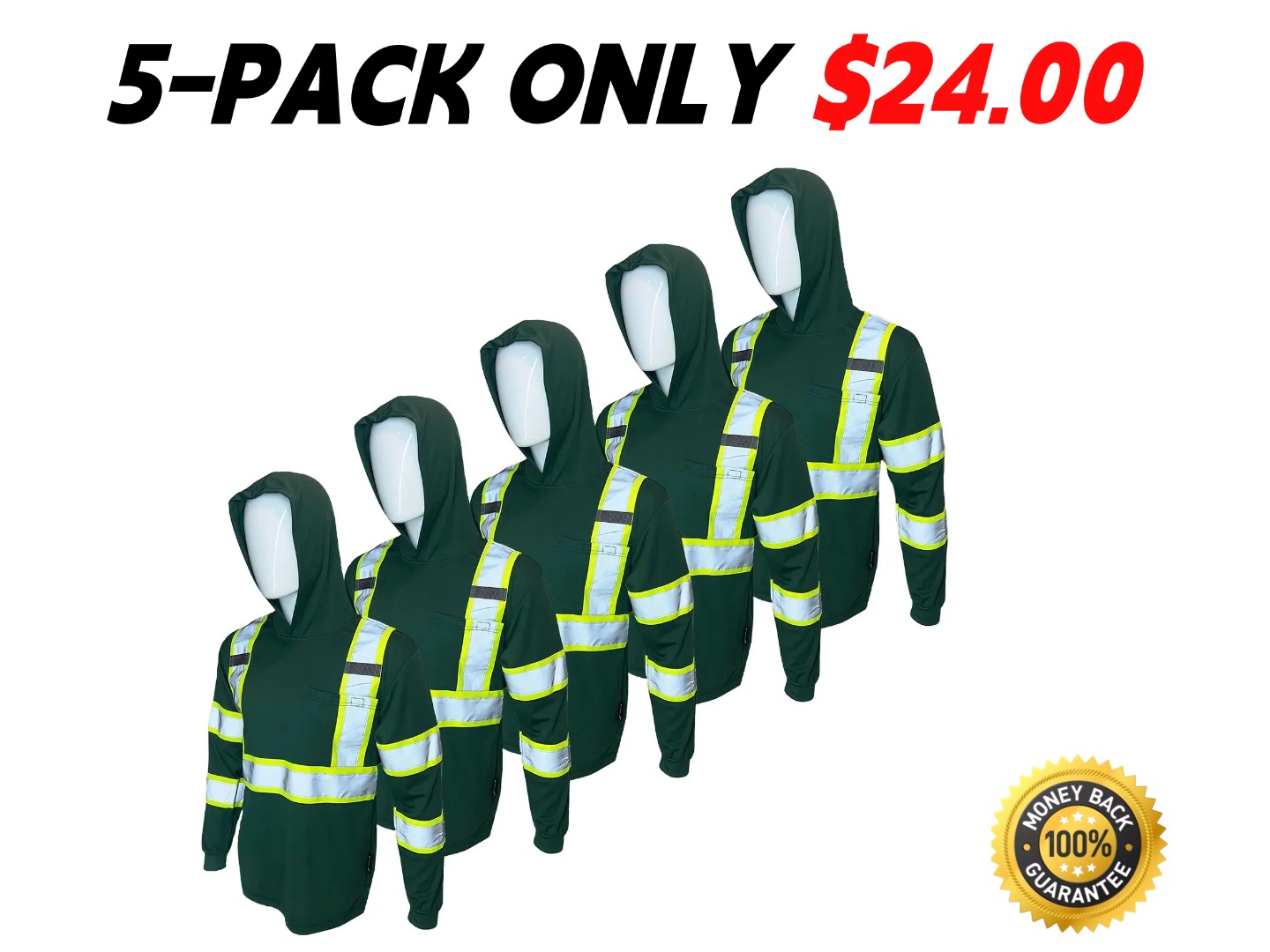 5-Pack High-Visibility Hooded Safety Shirts