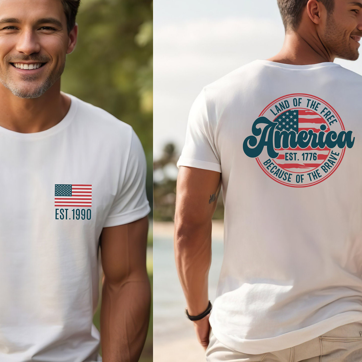 Men's Retro American Pattern T-shirt