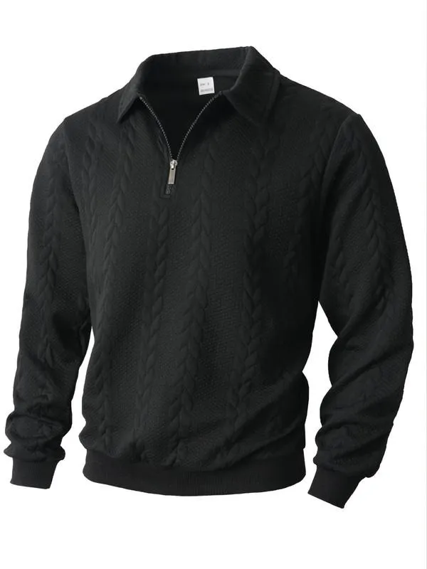 Men's Fall Winter Outfits Knitted Polo Neck Long Sleeve Sweatshirt for Daliy Wear