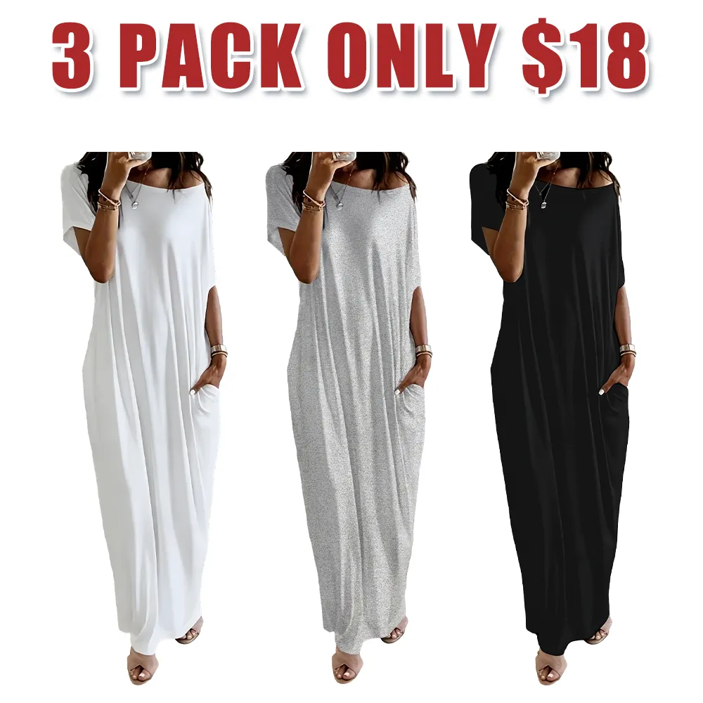 Women's Solid Color Batwing Sleeve Lounge Dress