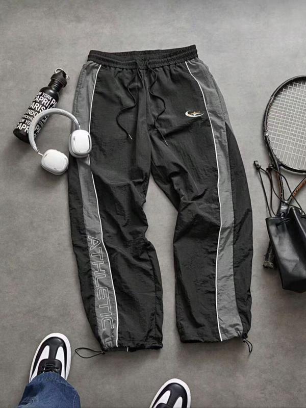 Men's Casual Sporty Long Pants, Loose Fit Elastic Cuff, Fashionable Print, Lightweight Fabric, Perfect for Daily Wear