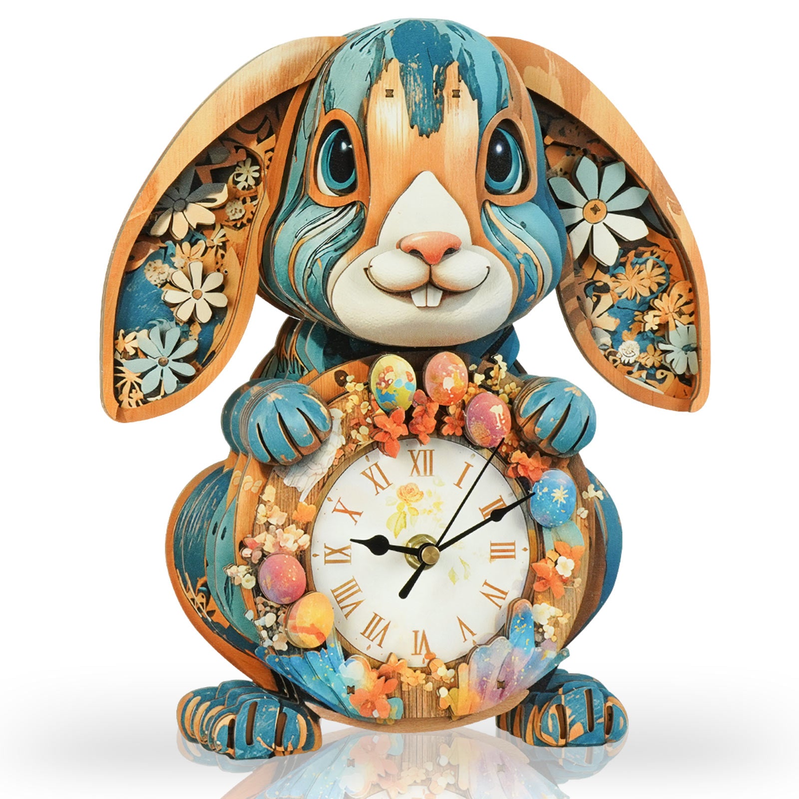 RabbitDIY Wooden Clock, 3D Puzzle Craft Kit