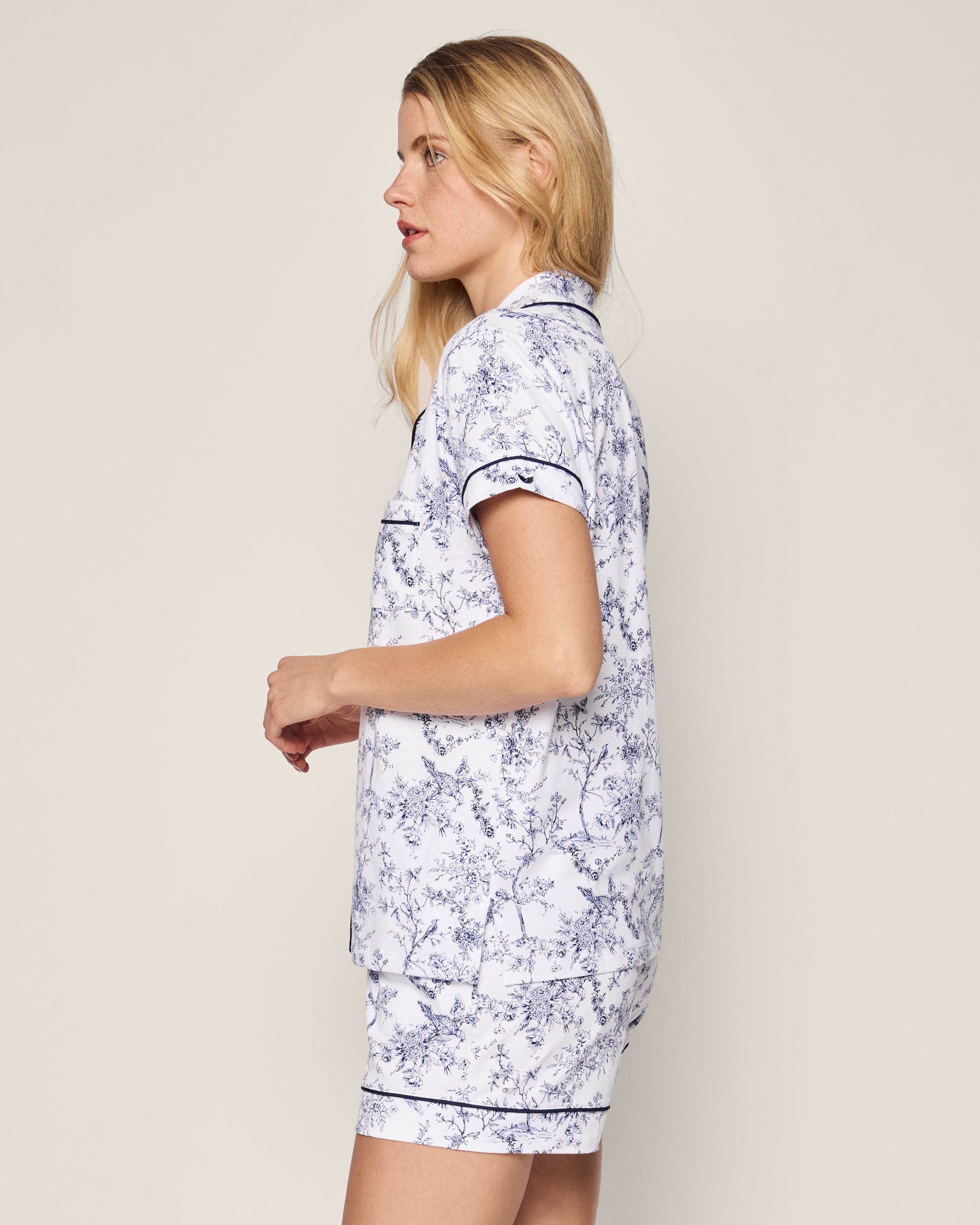 Women's Pima Short Sleeve Short Set in Timeless Toile