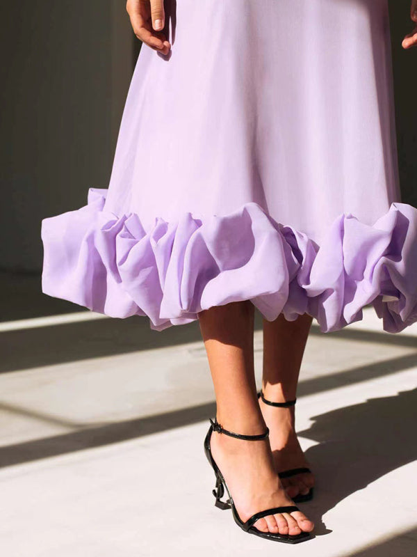 Style A-Line Skirt With Spaghetti Straps And Big Swing Three-Dimensional Flowers