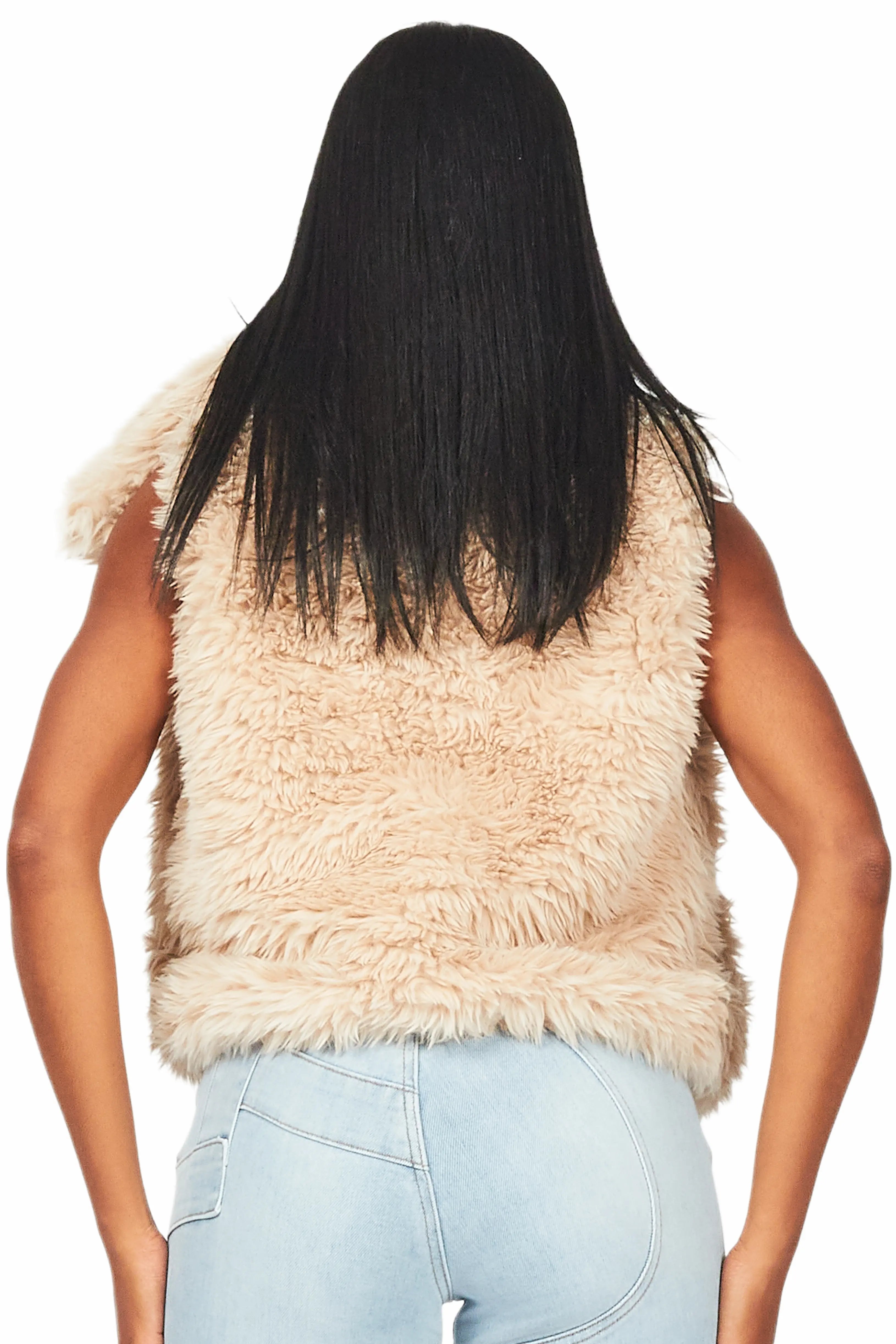 Keionna Beige Fur Vest