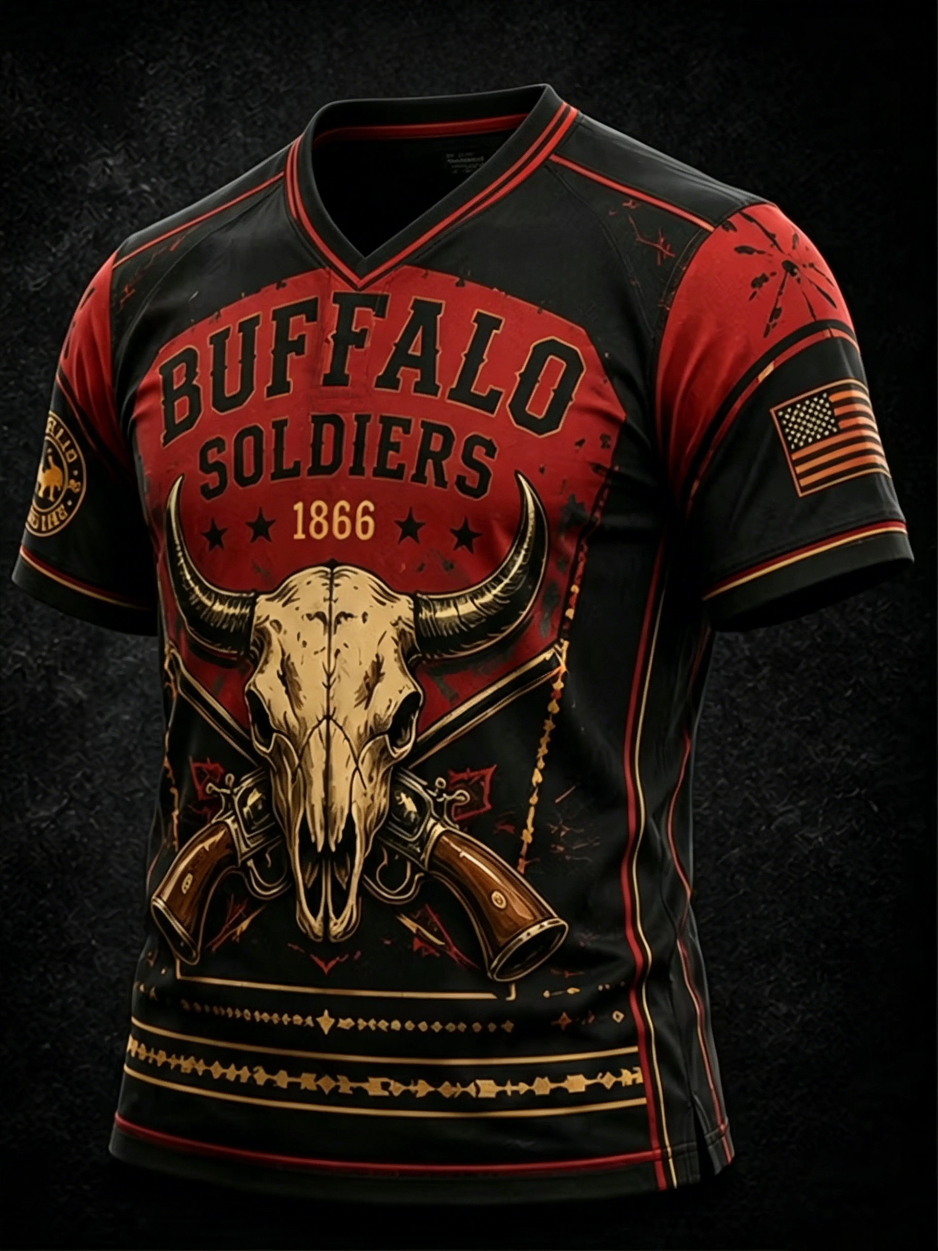 Men's Juneteenth Buffalo Soldier Cycling Art Print Top
