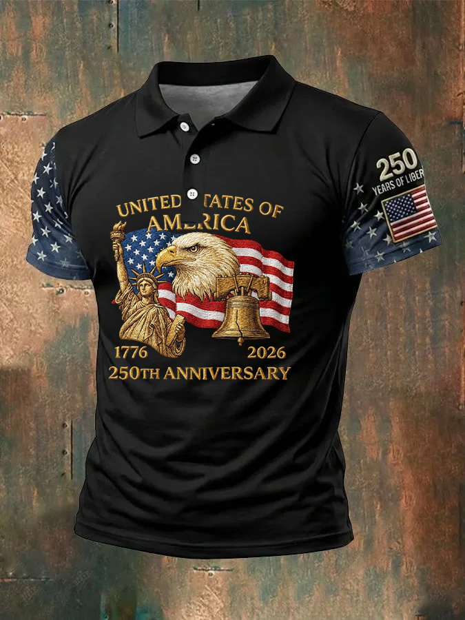 Unisex Casual 250Th Anniversary Celebration Short Sleeved Polo Shirt