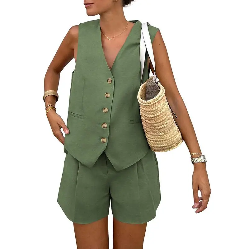 Women's Sleeveless V Neck 2-Piece Outfit (Just $3 a set!)