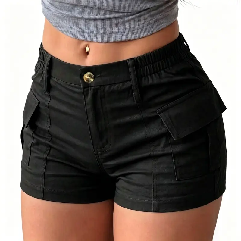 Women's 3-Pack Summer Cargo Shorts – Multi-Pocket Trousers with Side Pockets & Button Waist, Stylish Versatile Casual Shorts