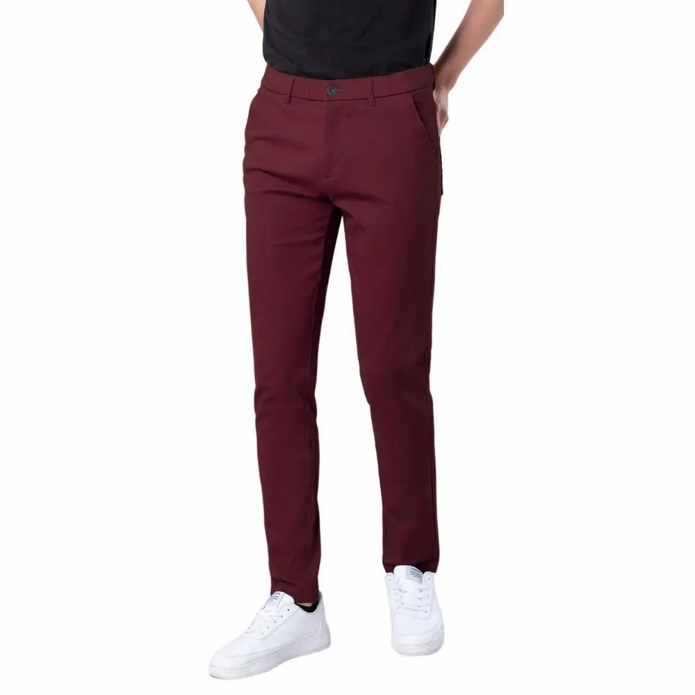 Men's Skinny Fit Khaki Pants – Tapered Casual Trousers with Stretch