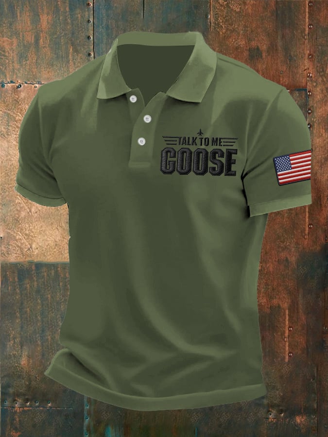 Men's Retro Talk To Me Goose Printed Polo Shirt
