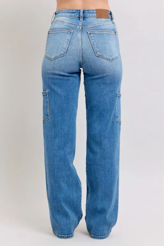 Blue Full Size High Waist 90's Straight Jeans Plus Size