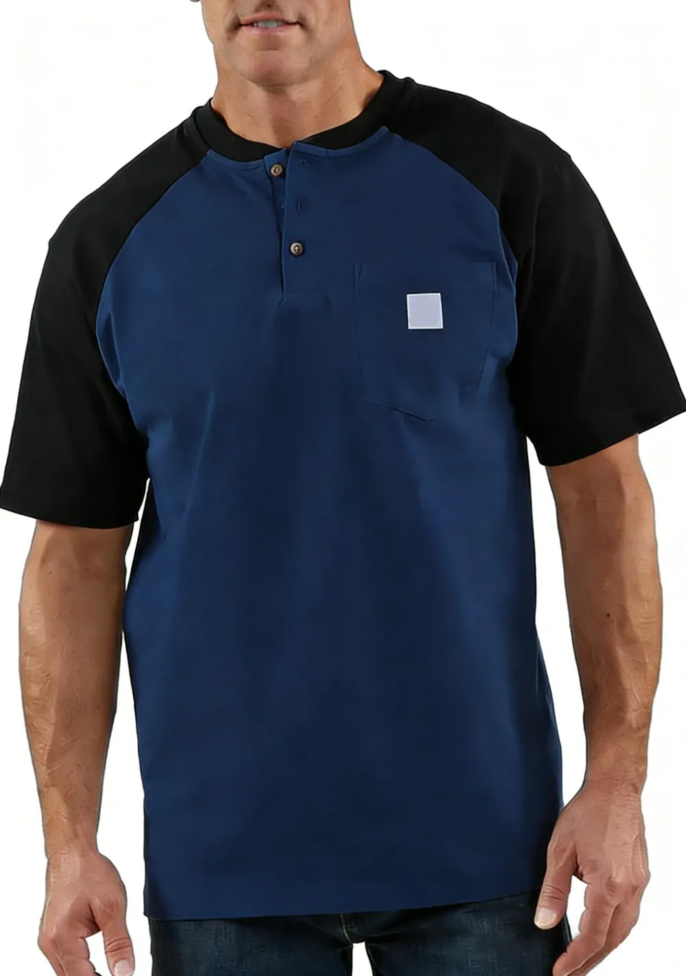 Men's color-blocked short-sleeved shirt