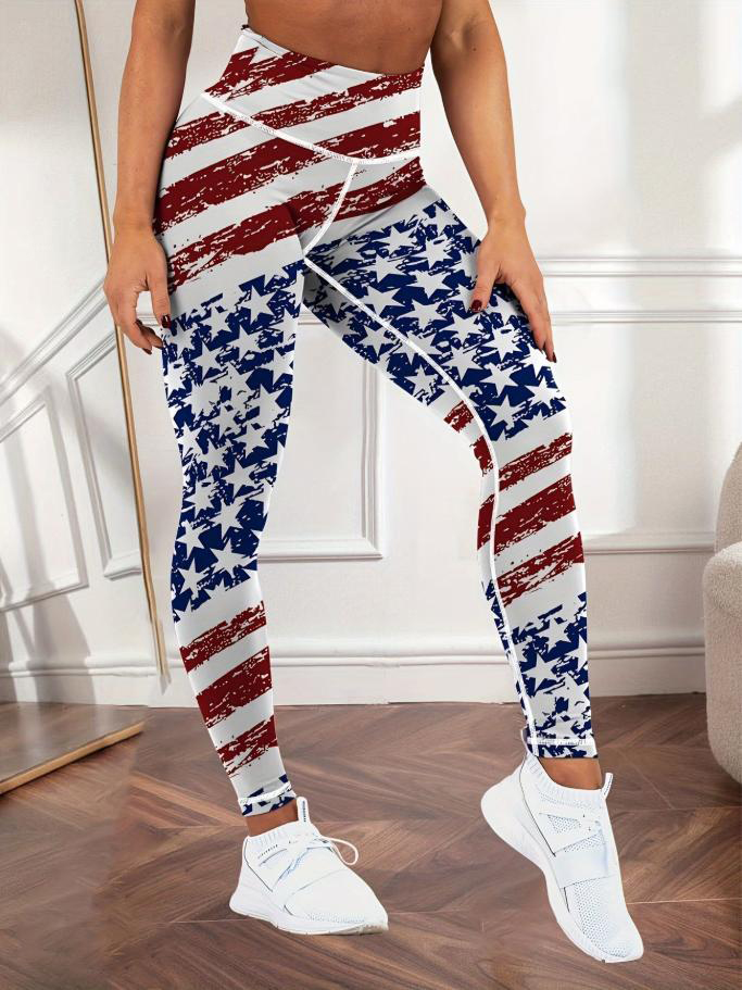 Women's USA Flag Star & Stripes Art Print Leggings