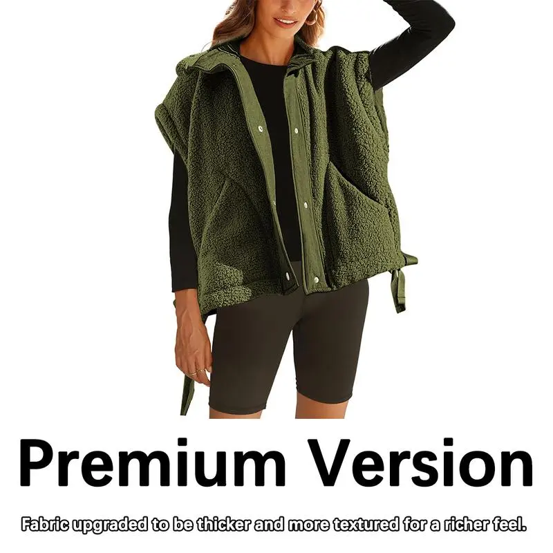Women's Warm Fleece Vest Casual Sleeveless Button Down Sherpa Jacket