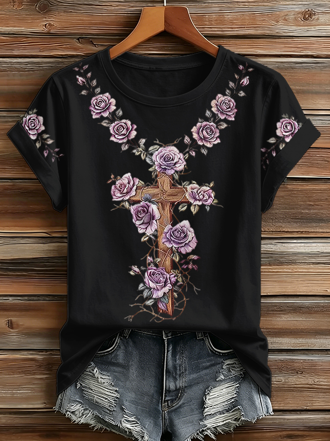Women'S Faith Themed Printed Casual T-Shirt