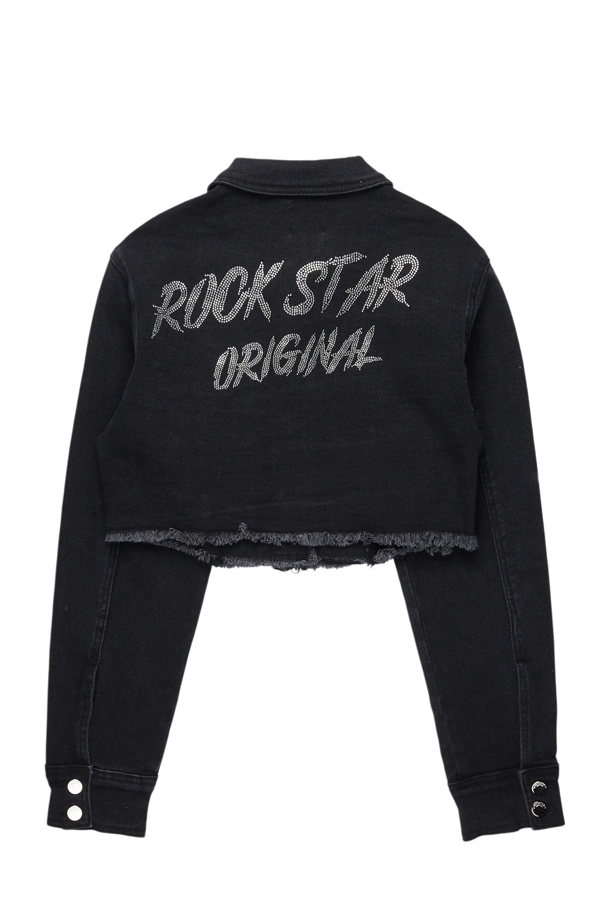 Chequea Black Crop Denim Jacket