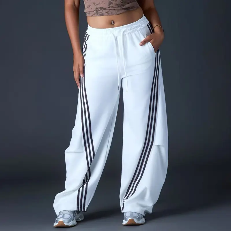 Women's Loose Wide Leg Striped Track Pants