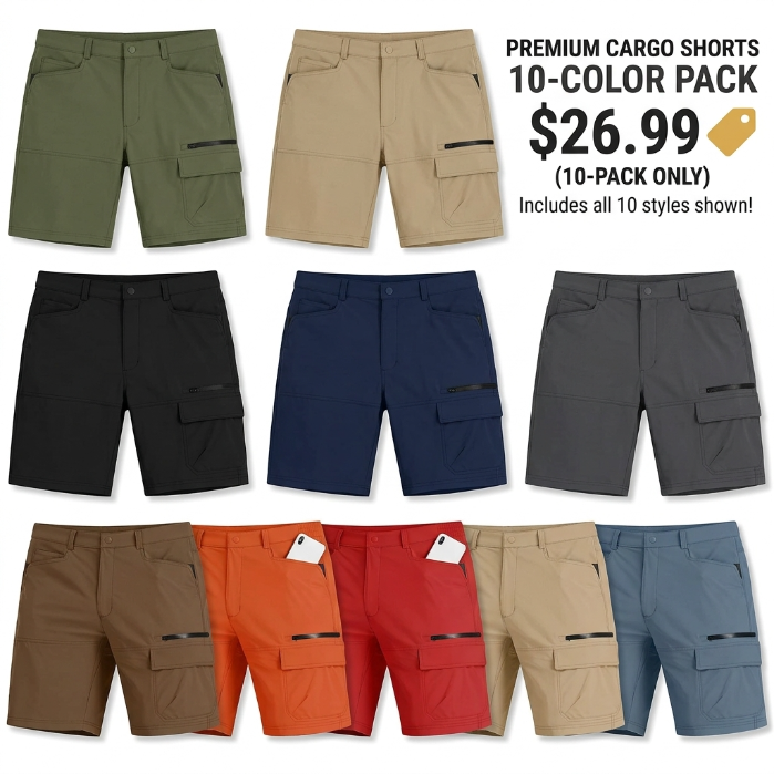 Men’s Quick-Dry Hiking Cargo Shorts – Lightweight Outdoor Utility Shorts