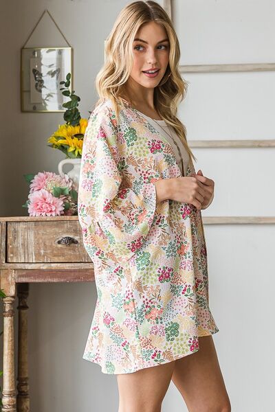 Multi Color Floral Open Cardigan