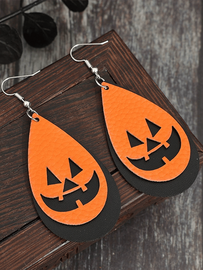Halloween Cute Pumpkin Ghost Earrings Pu Leather Creative Earrings
