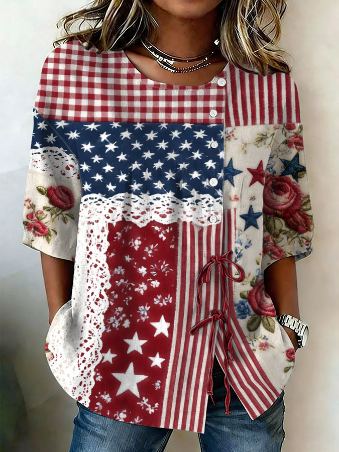 Women's floral art printed casual shirt