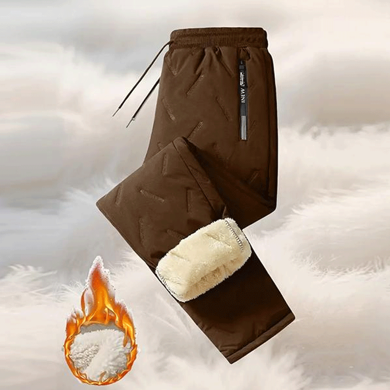 Men's Warm Thermal Winter Pants with Zippered Pockets