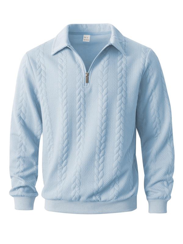 Men’s Knit Polo Neck Long Sleeve Sweatshirt – Fall & Winter Essential