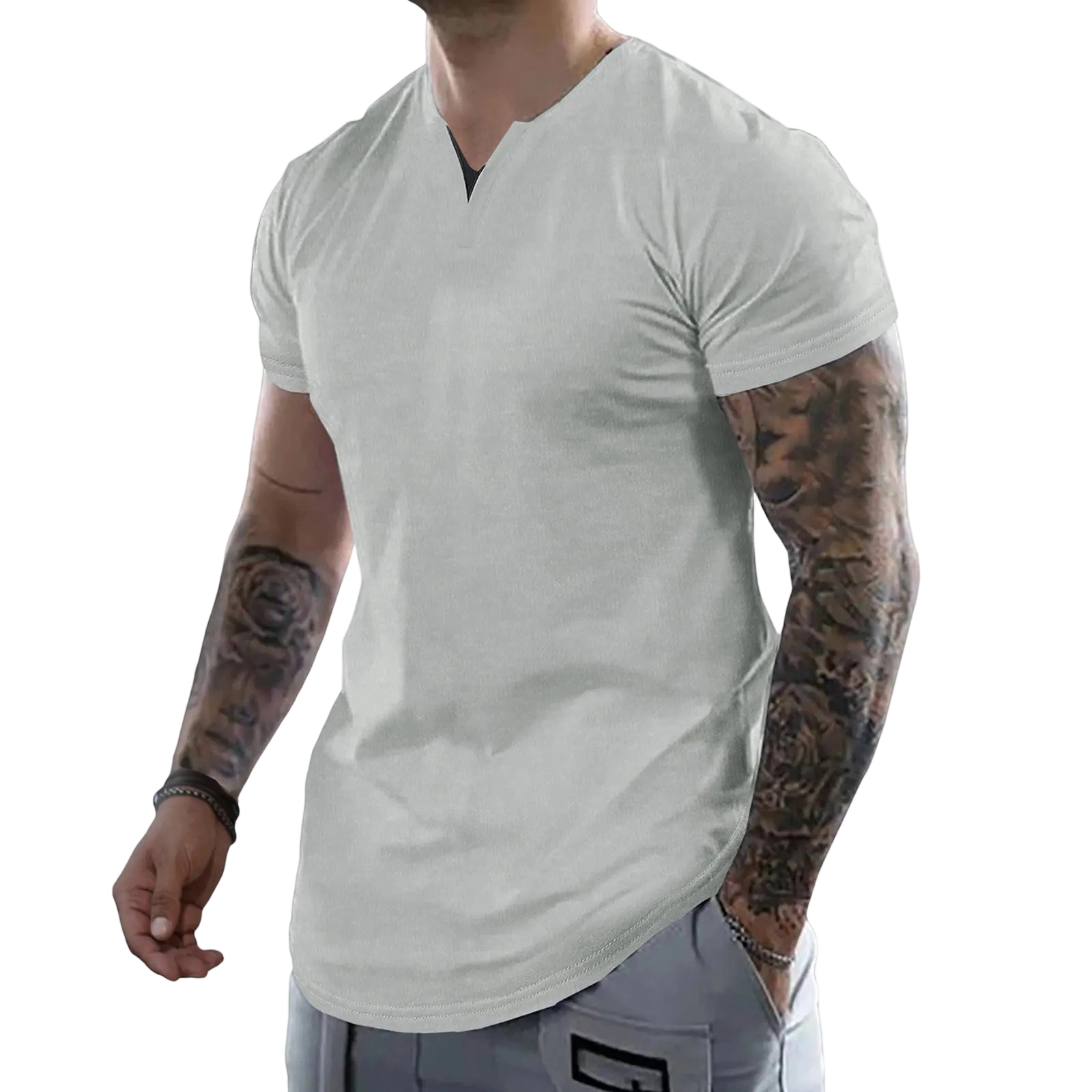 Men's Muscle Slim Fitted V-Neck T-Shirt Short Sleeve Soft Athletic Tee for Gym & Daily Wear