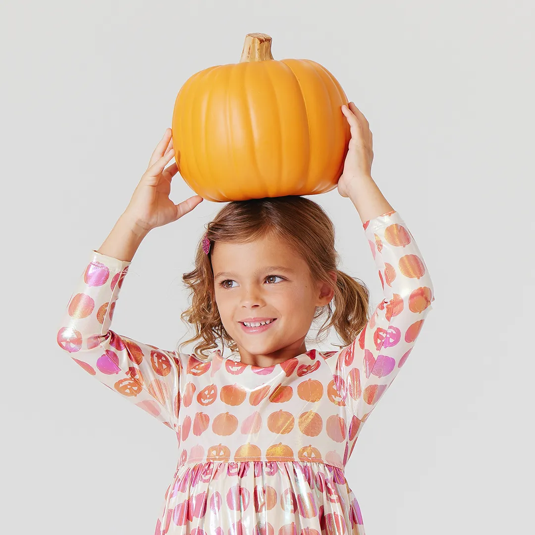 Girls Lame Steph Dress - Pumpkins