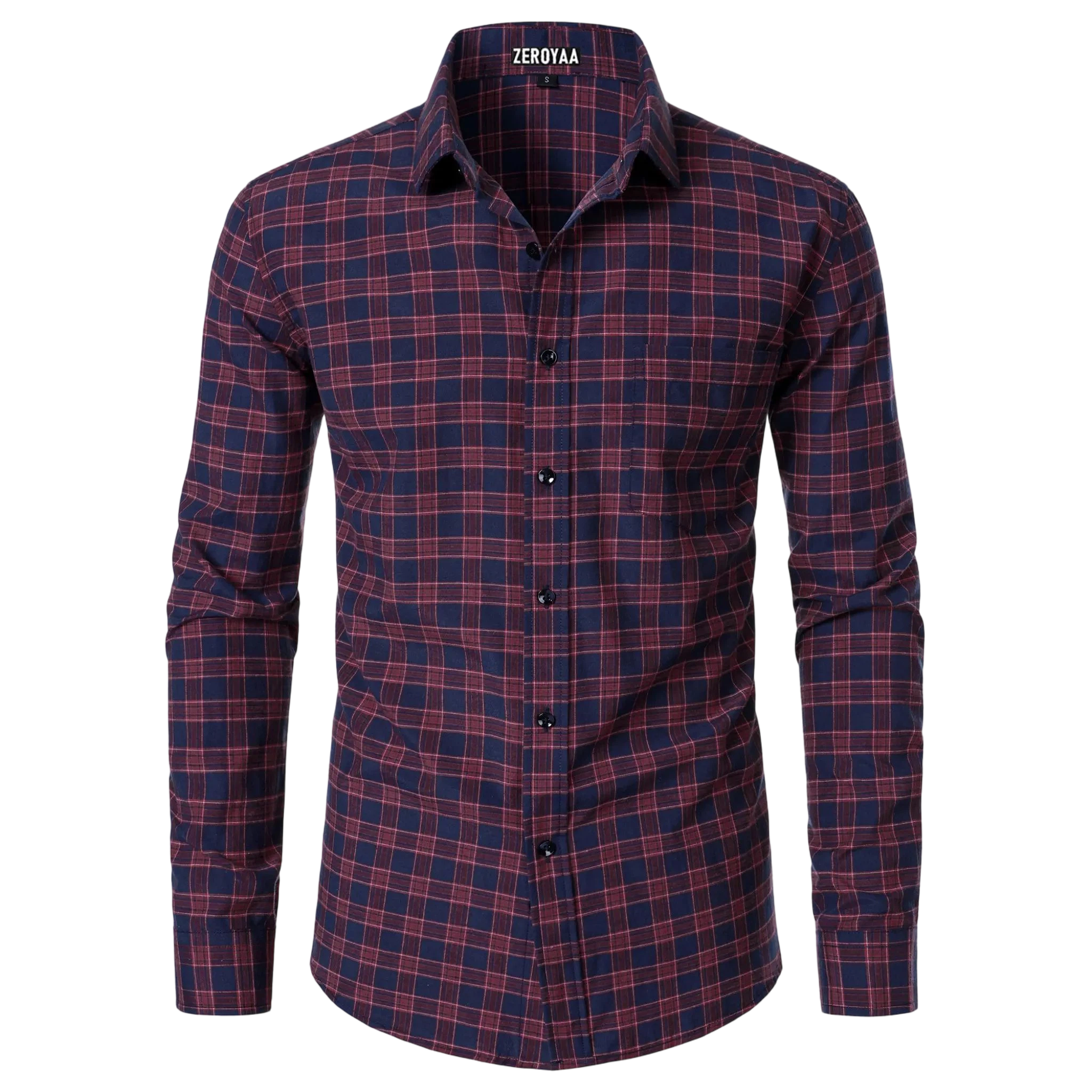 Men's Plaid Long Sleeve Dress Shirt Formal Gingham Slim Fit Button Down Shirts with Lightweight Casual Classic Birthday Fashion