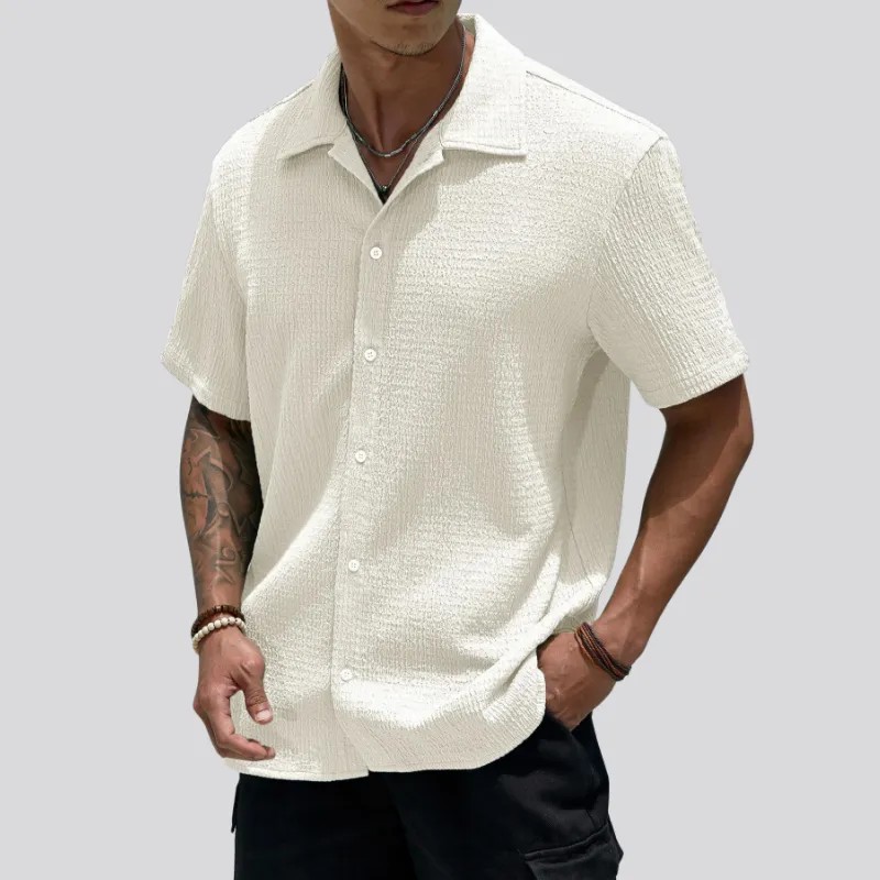Men's Textured Button Front Shirt