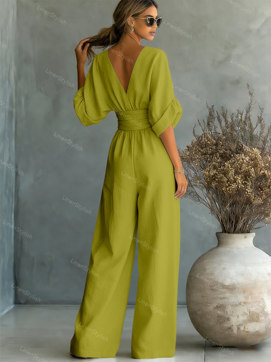 Essential V-neck Waist Jumpsuit Clearance Sale