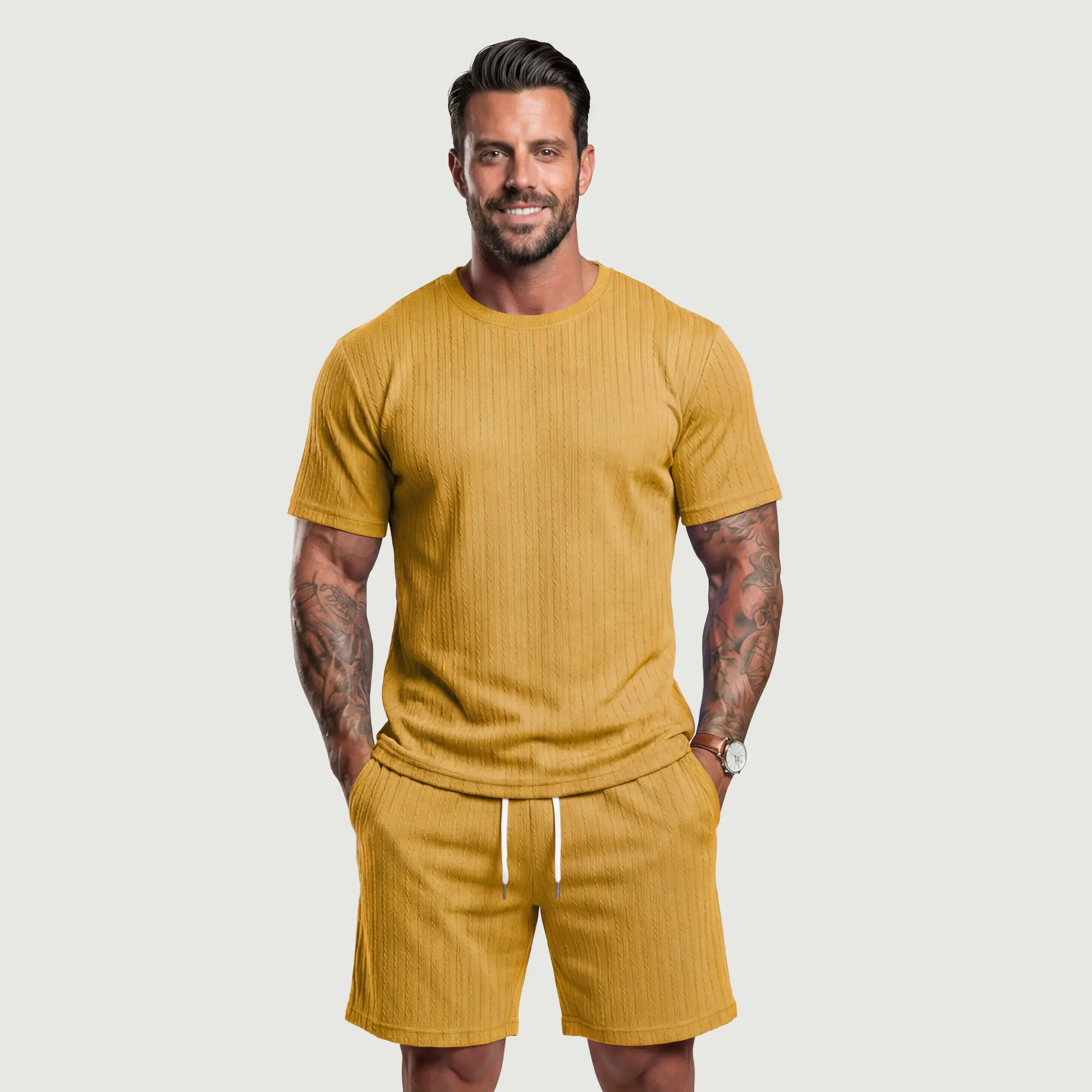🌴 Men's Textured 2-Piece Summer Lounge Set