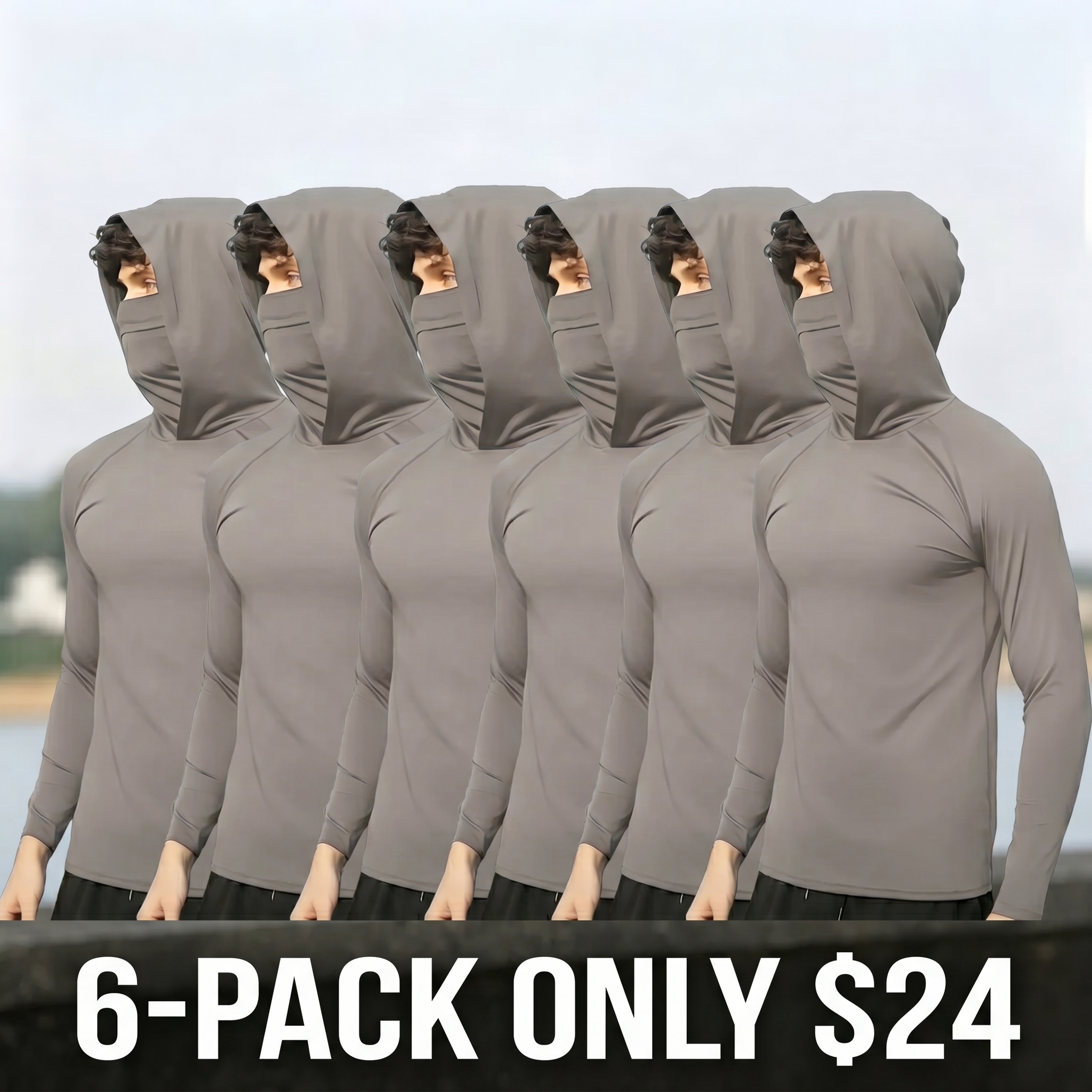 Men's Casual Hooded Pullover — Slim Fit, Long Sleeve, Lightweight & Breathable, with UPF Sun Protection