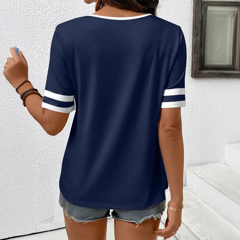 Summer Collection Women's Tops — V-Neck, Short Sleeve, Slim Fit