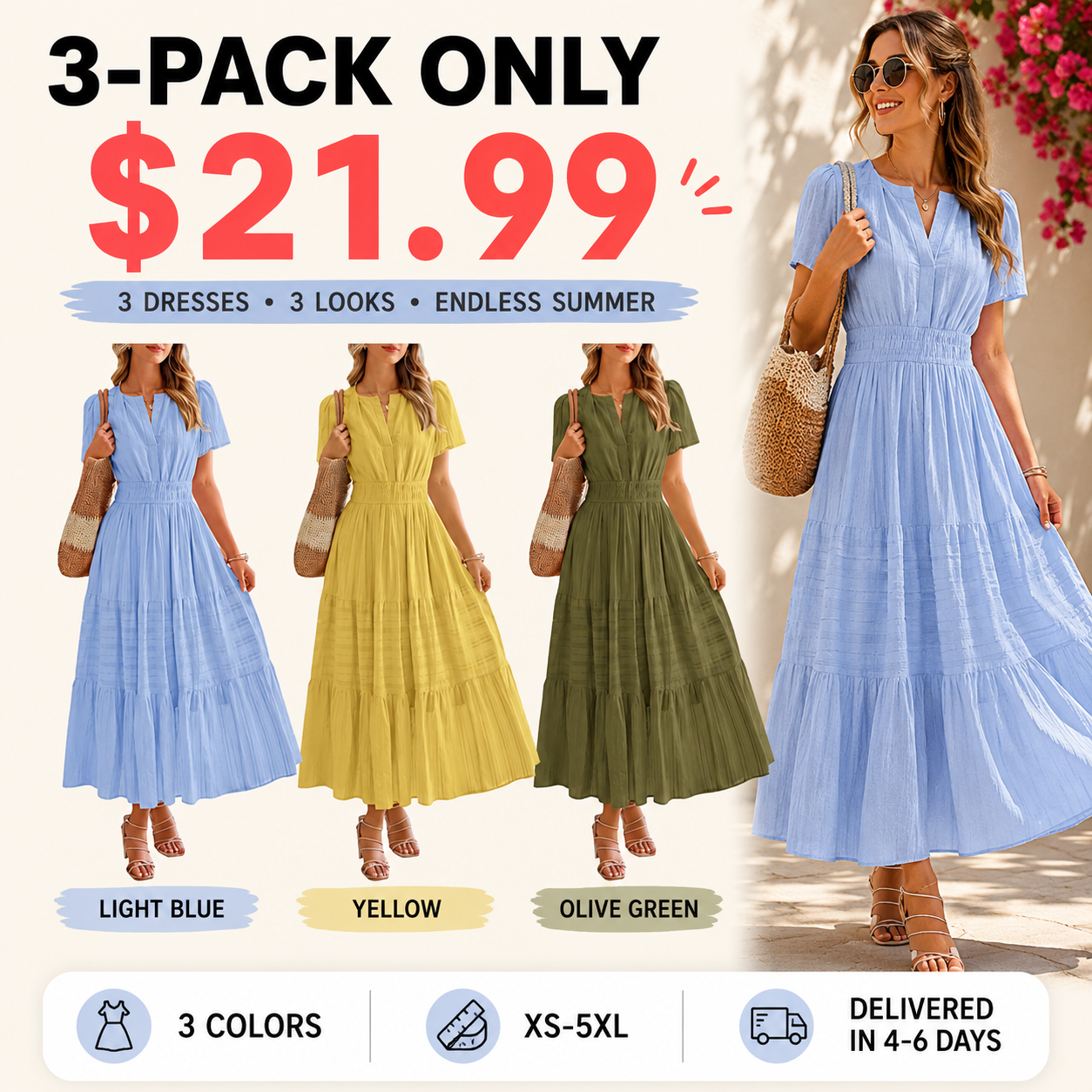2026 Summer Casual Maxi Dress — Bohemian-Style Dress (With Pockets)