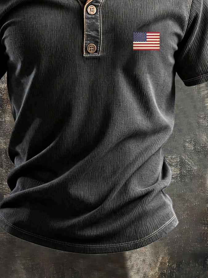 Men's Retro Patriot Patchwork Waffle T-shirt