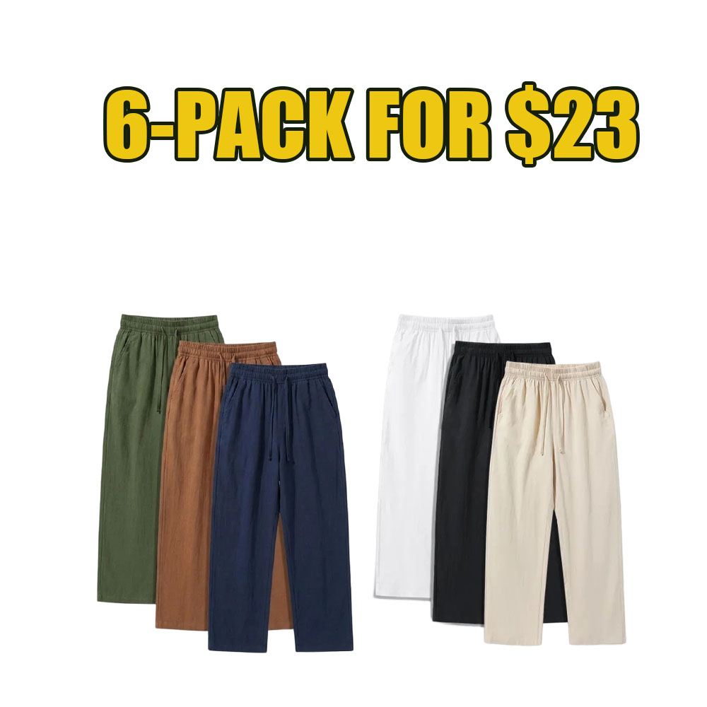 9-Pack Cotton Linen Wide-Leg Pants