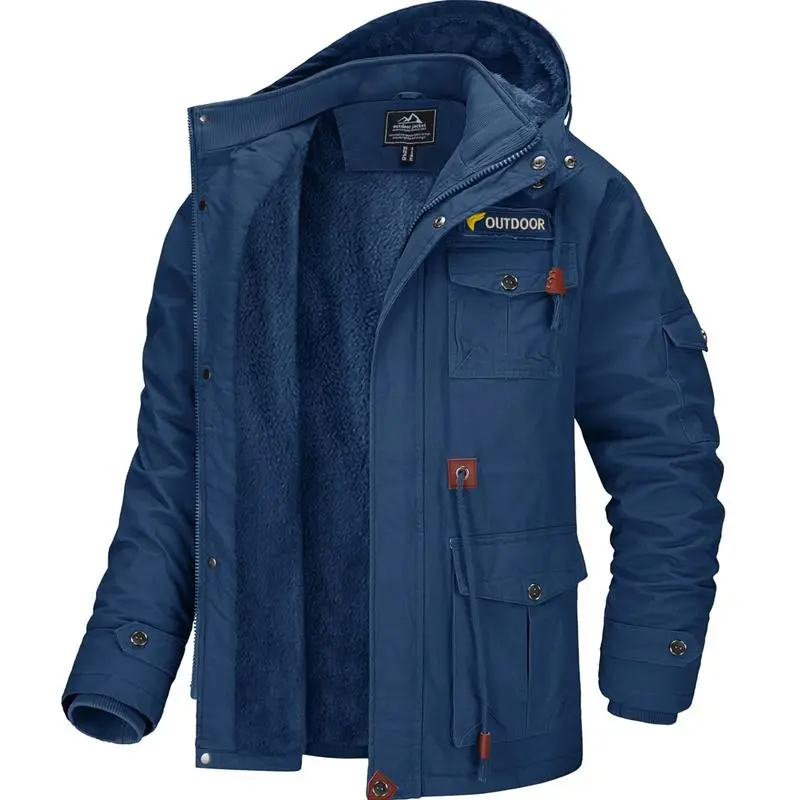6 PACK Men's Winter Coat Jacket Fleece Lined Parka Cotton Cargo Jacket Menswear Tops Long Sleeve Warm Thermal Hoodie