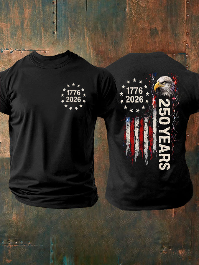 Men's 250th Anniversary Flag Printed Casual T-shirt