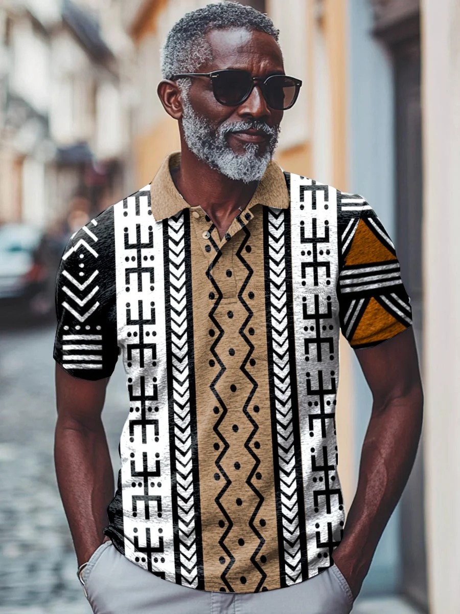 Africa Tribal Stripes Art Print Casual 100% Cotton Shirt